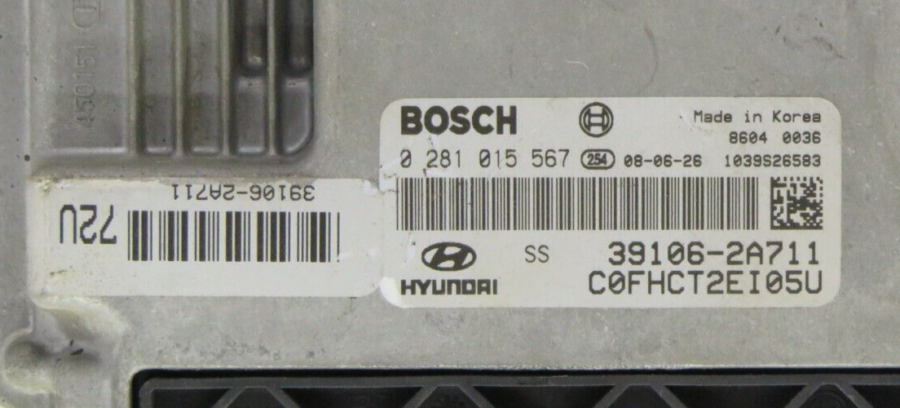 ECU Engine Control Unit KIA / HYUNDAI 0281015567 0 281 015 567 39106-2A711 - Image 5