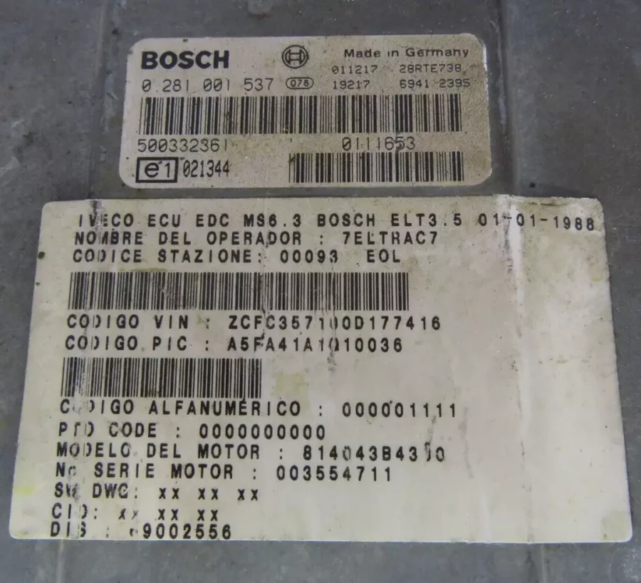 Centralita del Motor IVECO DALY 500332361 0281001537 0 281 001 537 - Imagen 8
