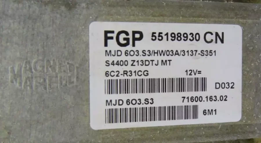 Centralita del Motor OPEL CORSA D 1.3 DIESEL 55198930CN 7160016302 MJD603S3 - Imagen 7