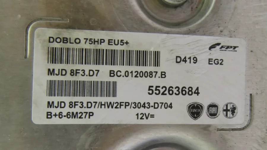 FIAT DOBLO Engine Control Unit 55263684 BC.0120087.B BC0120087B MJD8F3D7 - Image 7