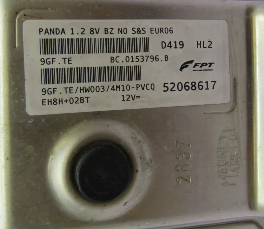 Engine Control Unit FIAT PANDA 52068617 9GFTE BC 0153796B - Image 8