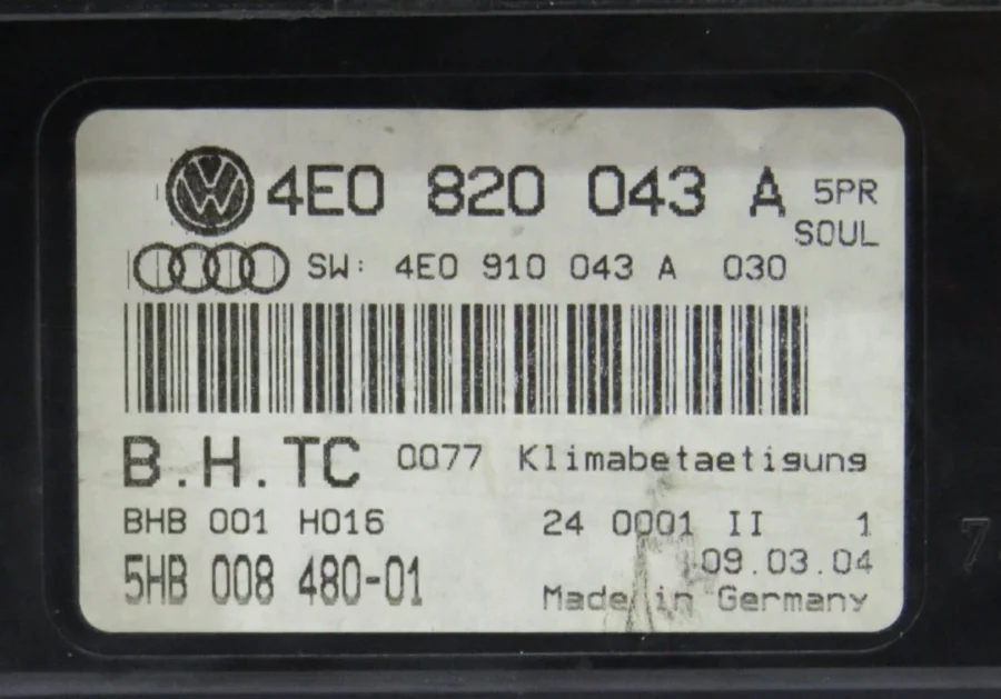 Air Conditioning Control AUDI A8 4E0820043A 4E0 820 043 A 5HB00848001 WARRANTY - Image 5